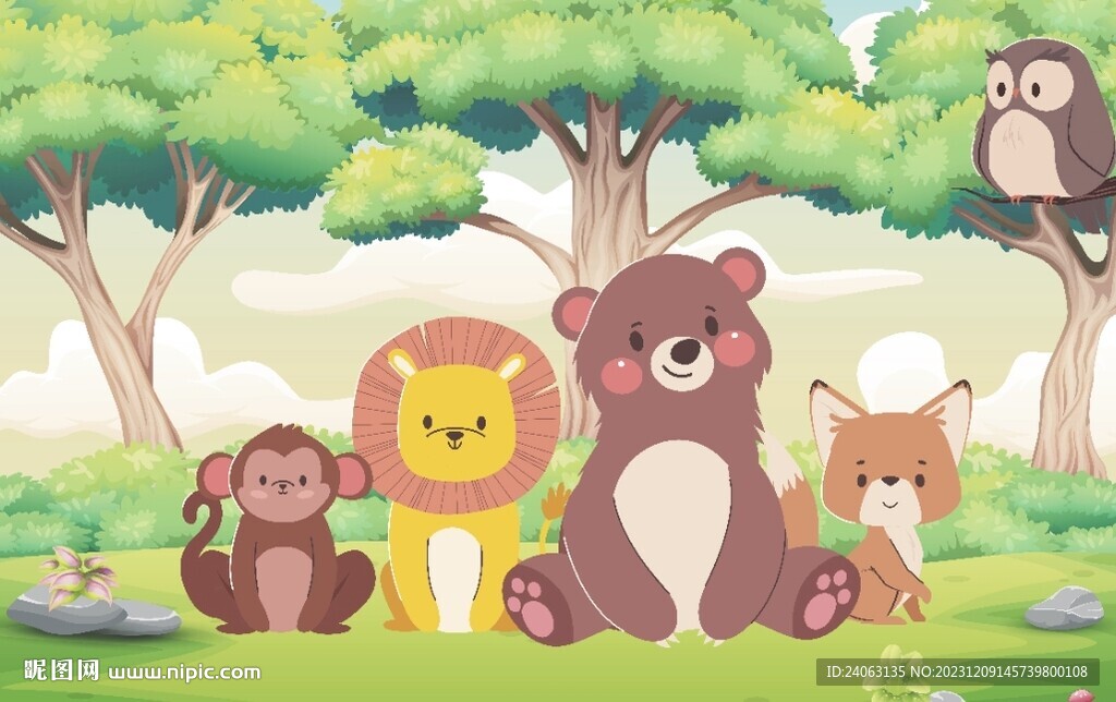 卡通動物壁畫