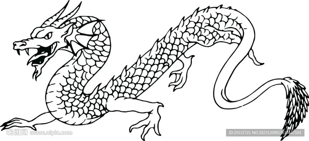 線條雕刻龍素材