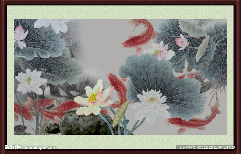 荷花國畫 
