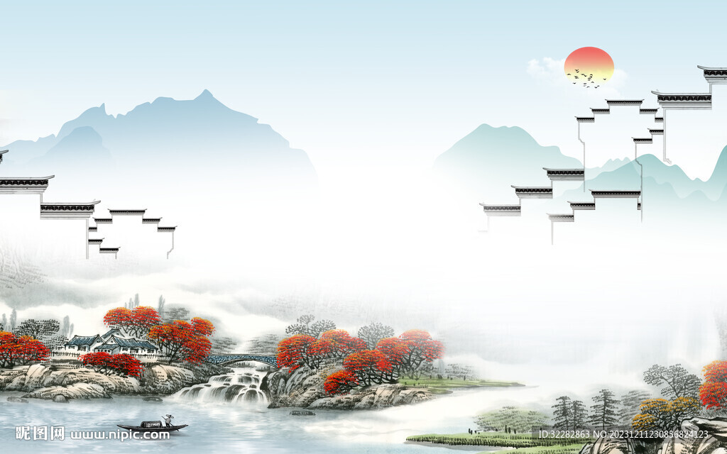 大氣 意境新山水畫 Tif分層
