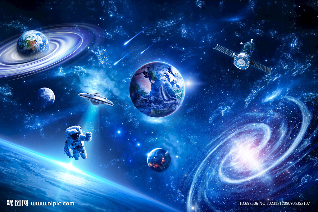 太空宇宙星球螺旋星云宇航員背景