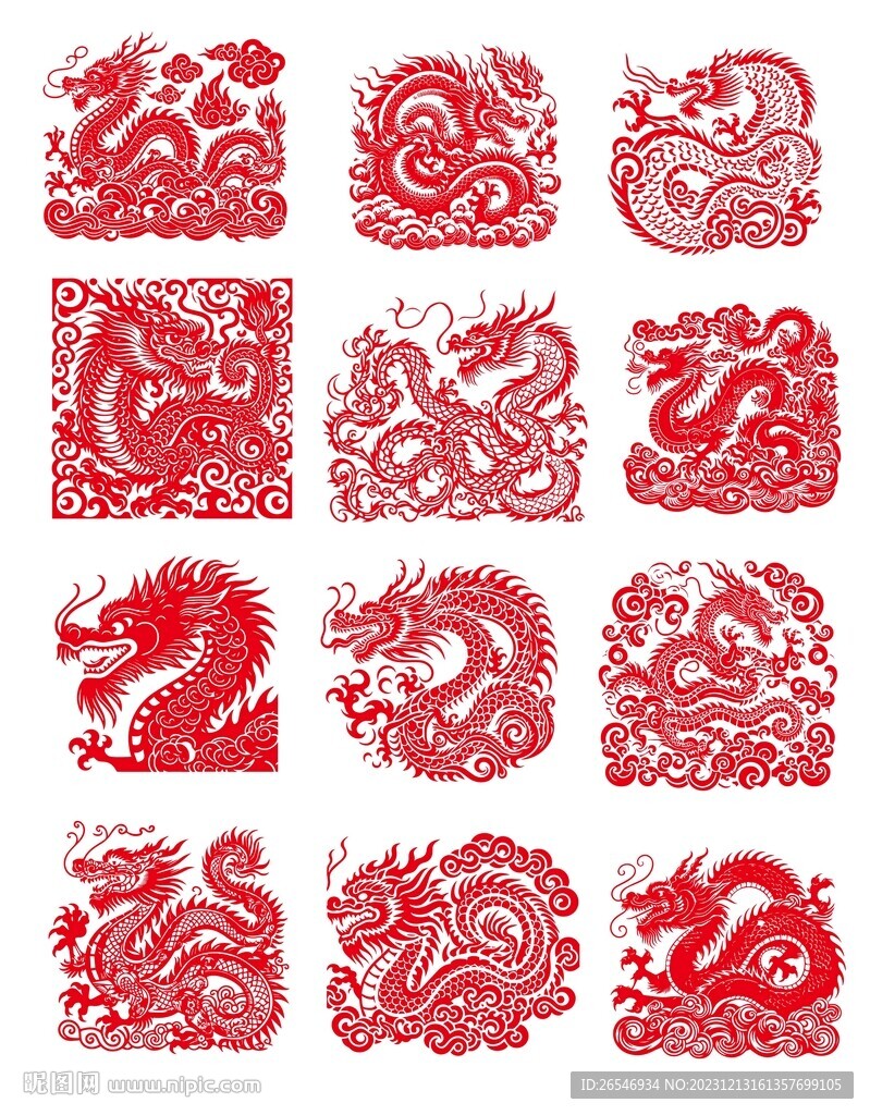 龍剪紙素材