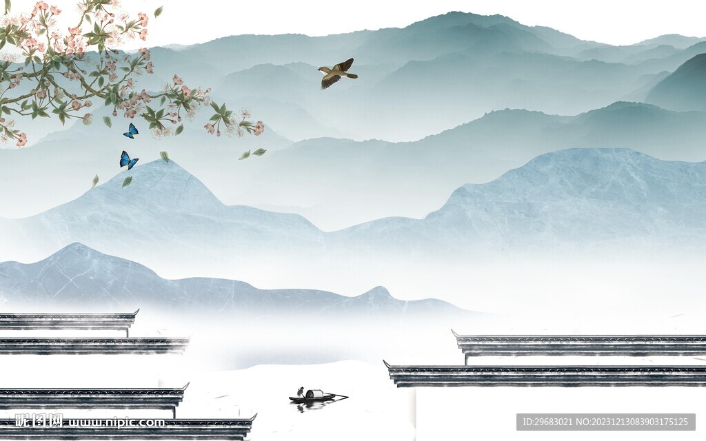 爆款 最新山水背景 TIF分層