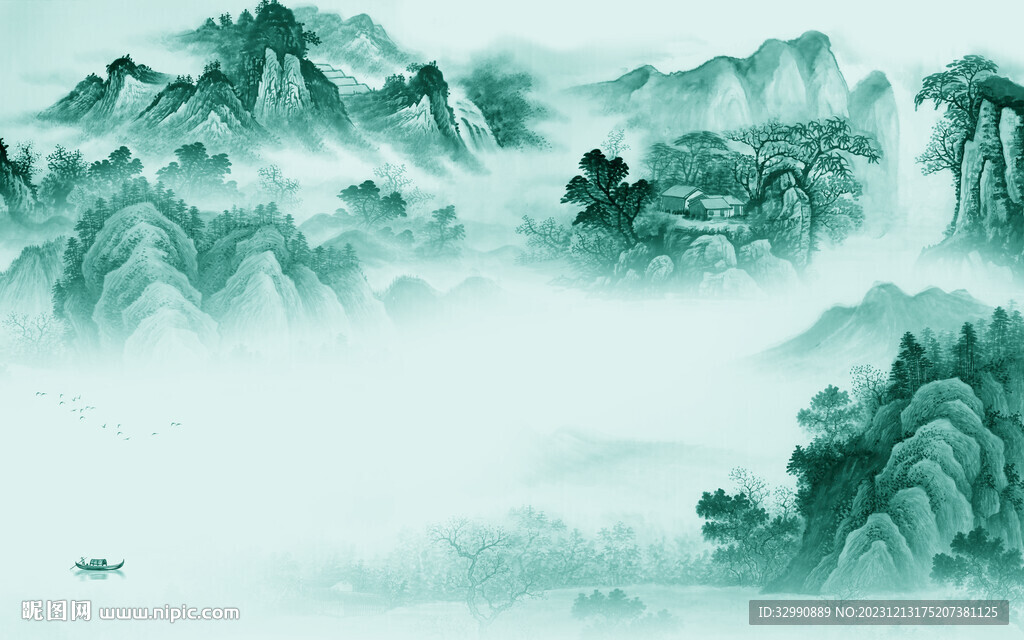 高清 中式背景山水 TIf分層