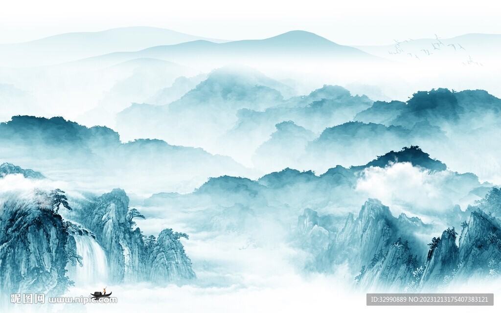 現(xiàn)代 中式背景山水 TIf分層
