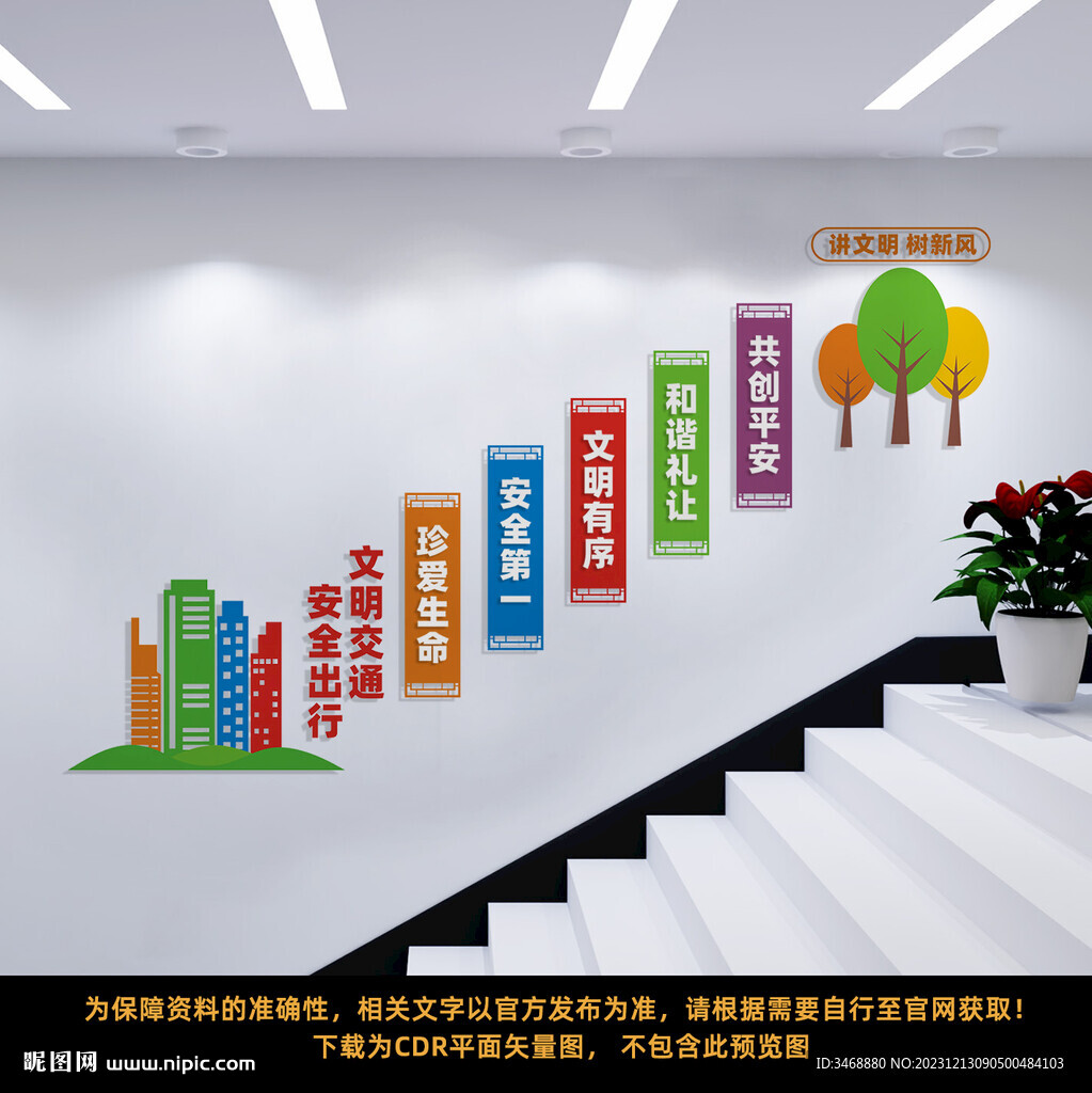 安全出行文明出行樓梯文化墻