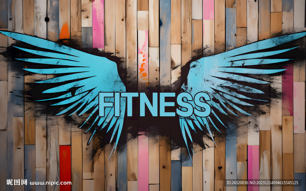 健身房翅膀简约广告壁画背景墙