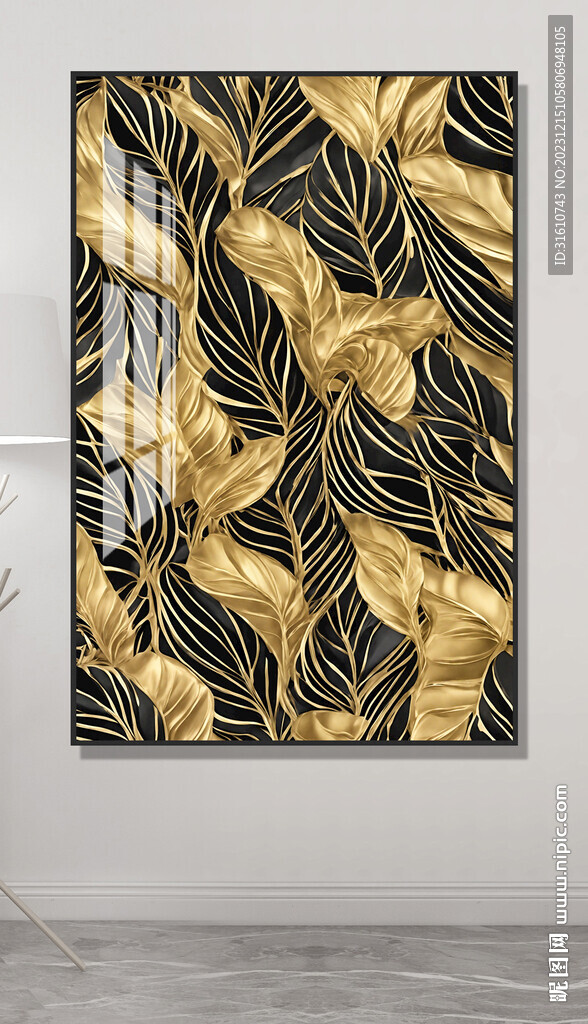 抽象金色树叶装饰画