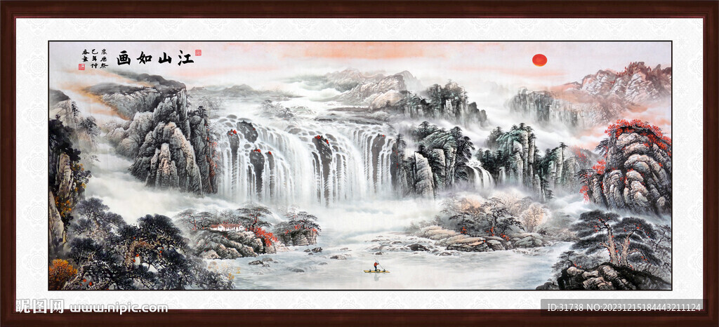 源遠流長山水畫風景畫