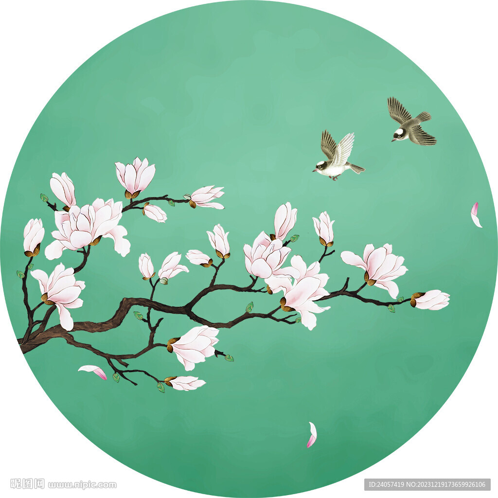 新中式玉蘭花鳥