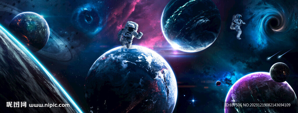 銀河宇宙太空黑洞宇航員星球背景