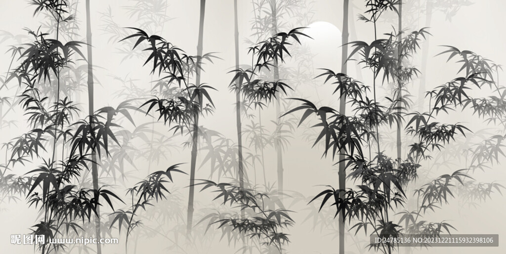 水墨竹林背景墻