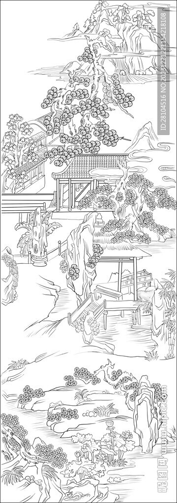 白描古建圖