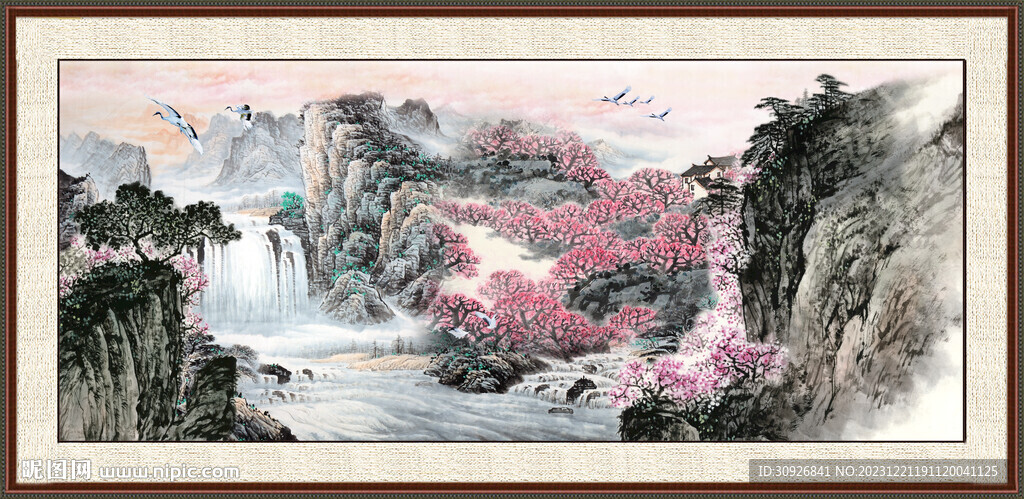 瀑布風景畫 