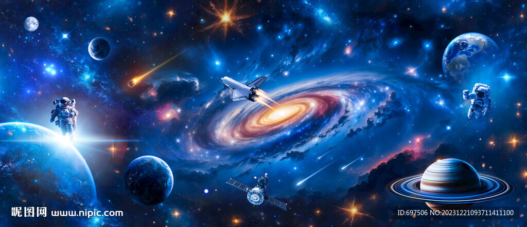 梦幻星空外太空螺旋黑洞星球背景