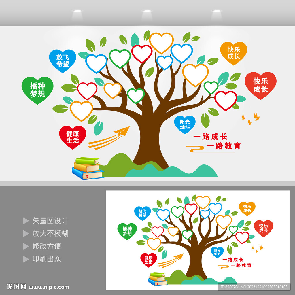 幼兒園心愿樹形照片墻