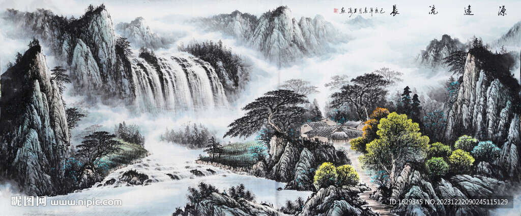 源遠(yuǎn)流長(zhǎng)水墨山水畫