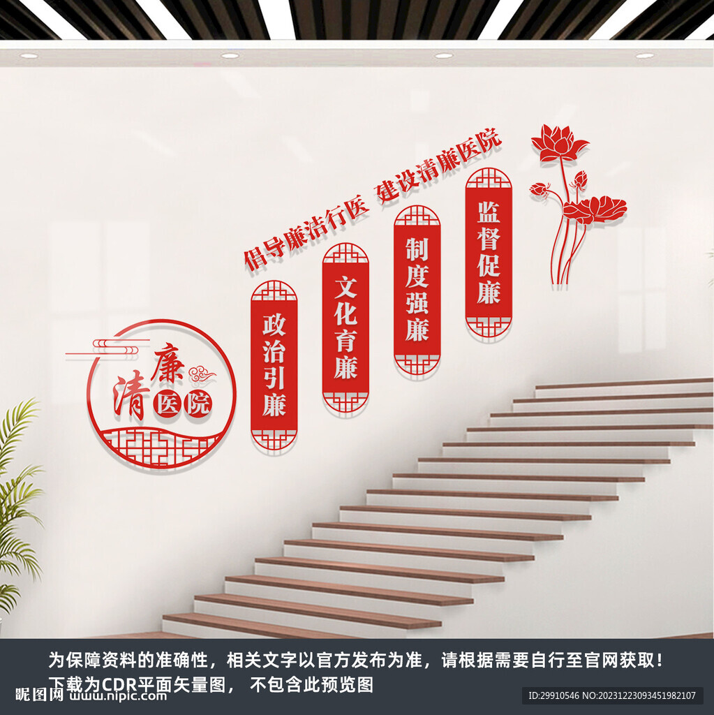 清廉醫院樓梯文化墻