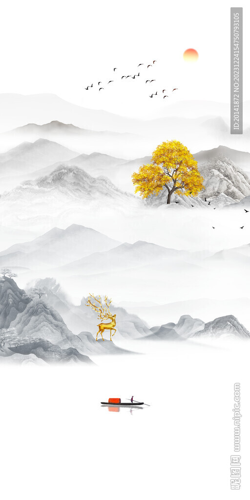 山水玄關背景