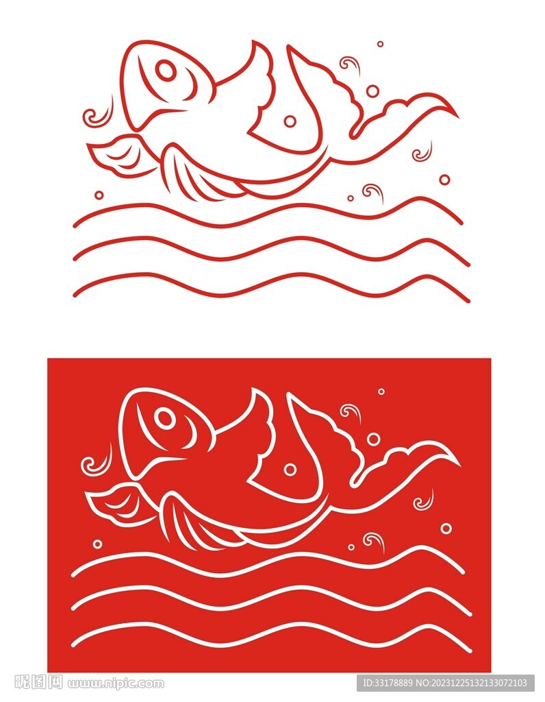 中国风手绘鲤鱼插画元素