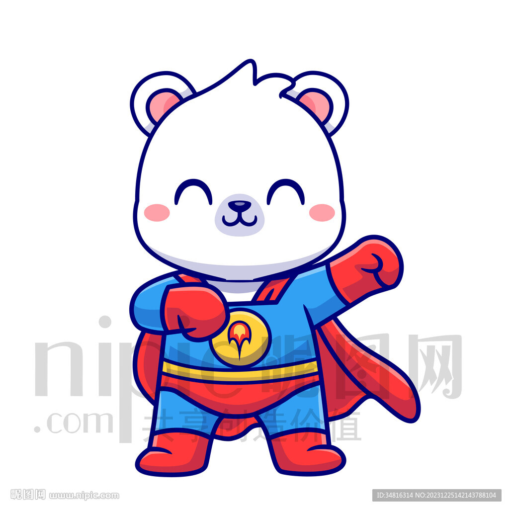 可爱卡通超人北极熊