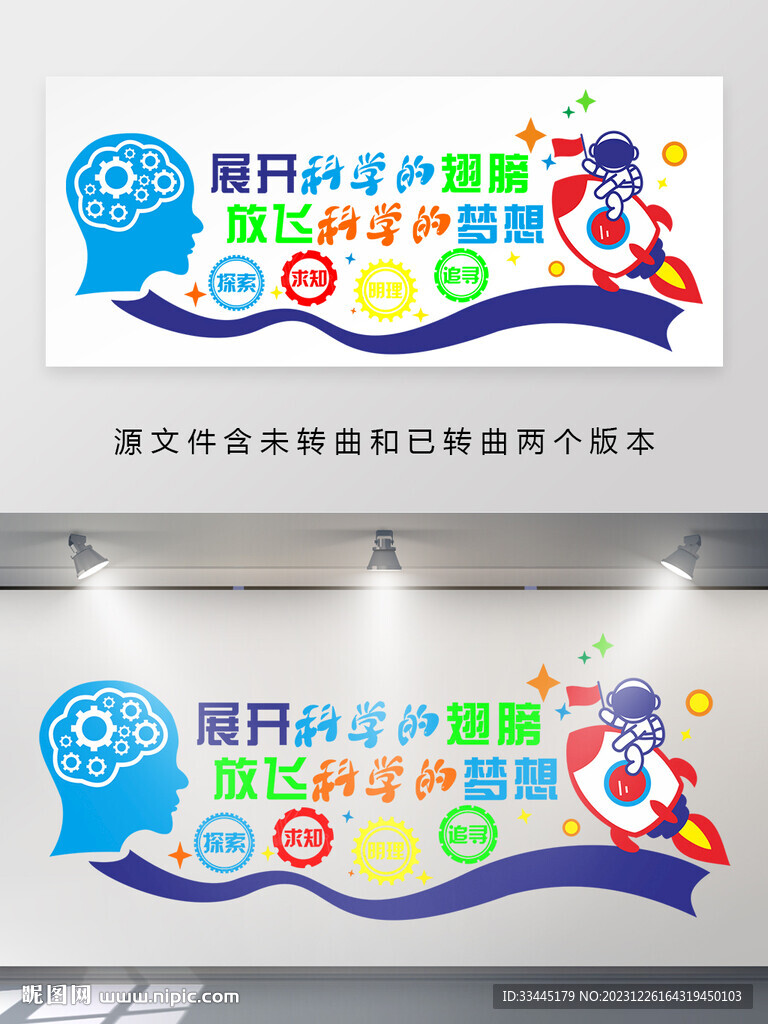 展開科學(xué)翅膀背景墻