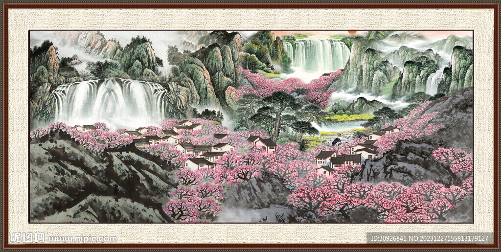 瀑布風(fēng)景畫 