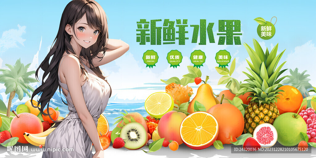 新鮮水果廣告展板壁畫背景墻