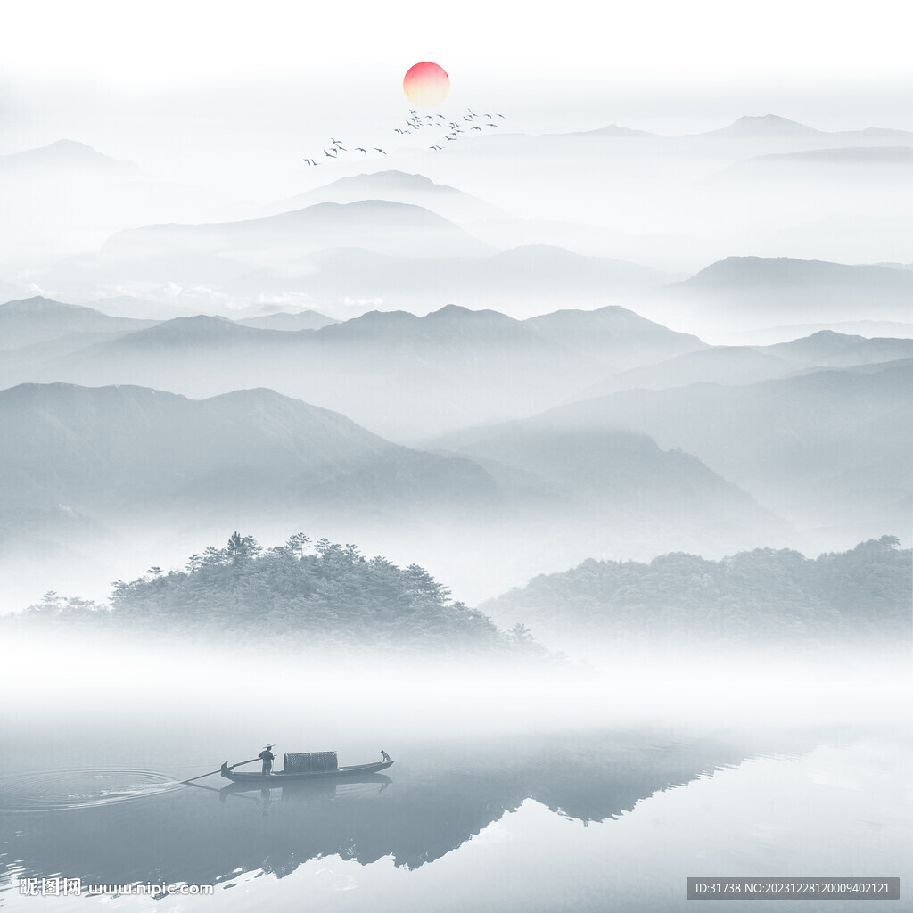 禪意水墨畫背景墻