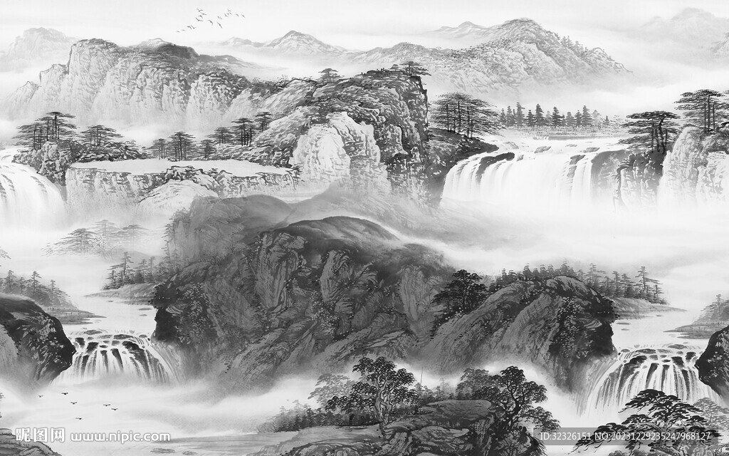 極簡 中式高端山水 tif分層