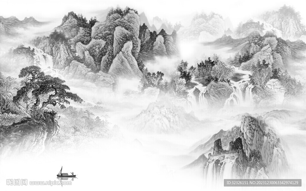 最新 中式高端山水 tif分層