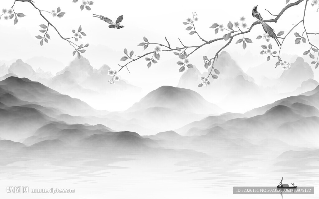爆款 中式高端山水 tif分層