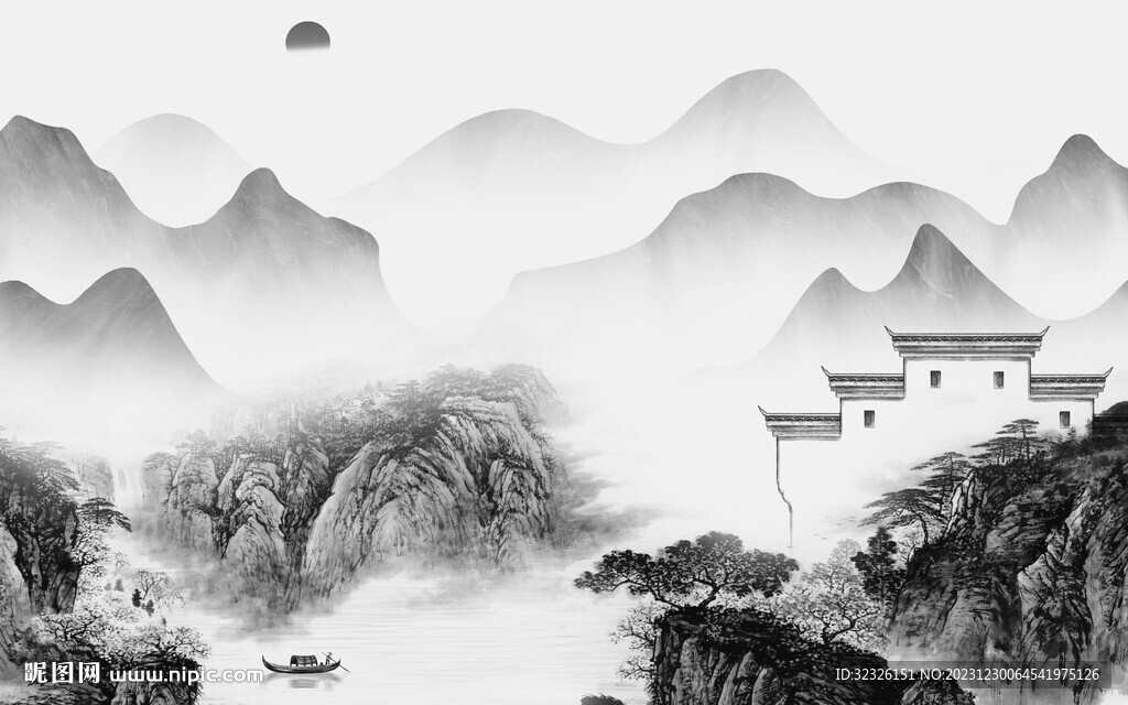 高清 中式高端山水 tif分層