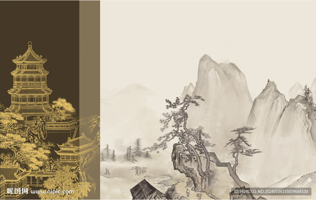 新中式古典山水画图片