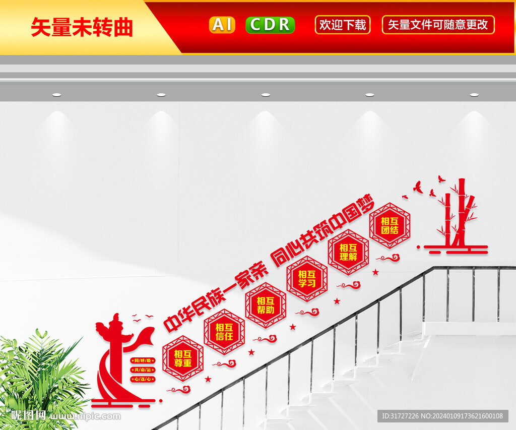 民族團結(jié)樓梯文化墻