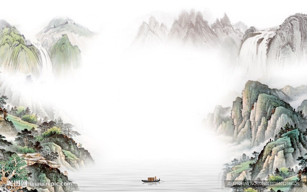 爆款 客廳大氣山水 Tif分層