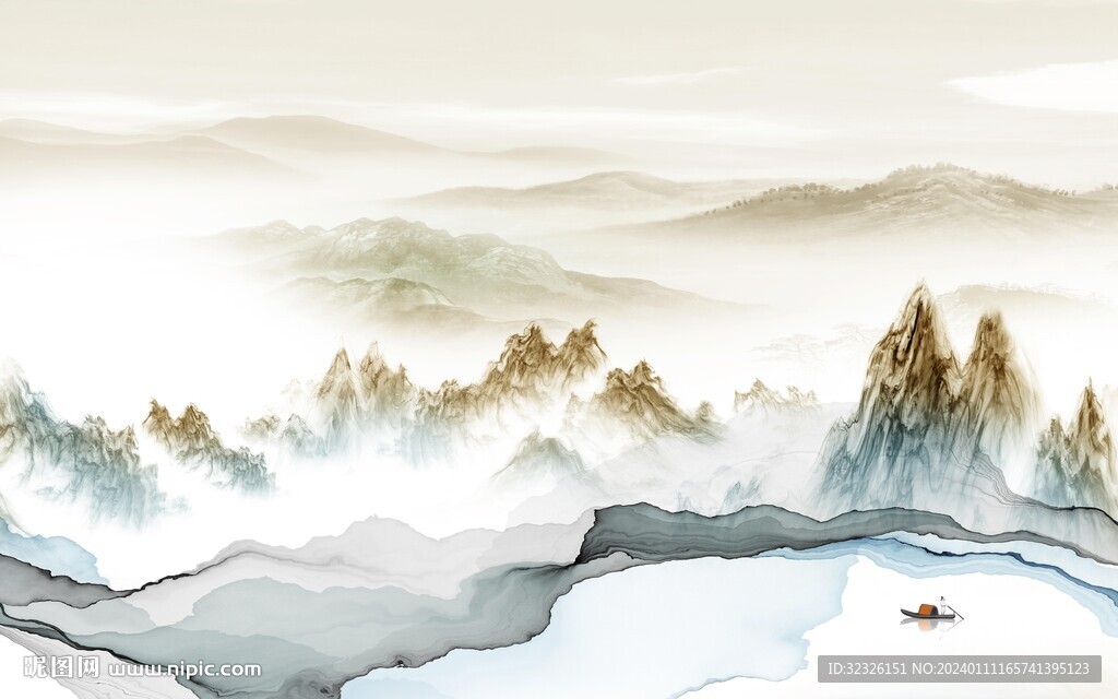 現代 客廳大氣山水 Tif分層