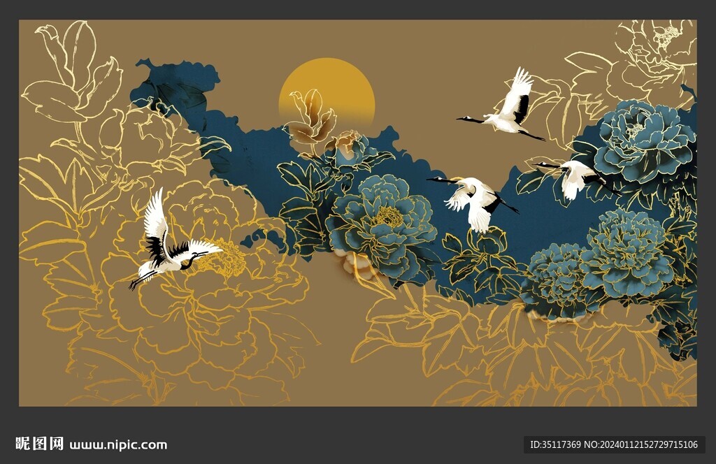 寫意花鳥壁紙壁畫牡丹