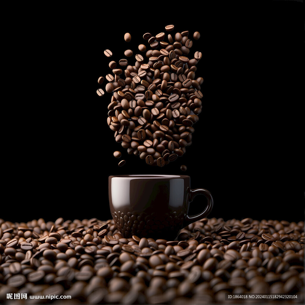 飘在空中的咖啡豆分层设计