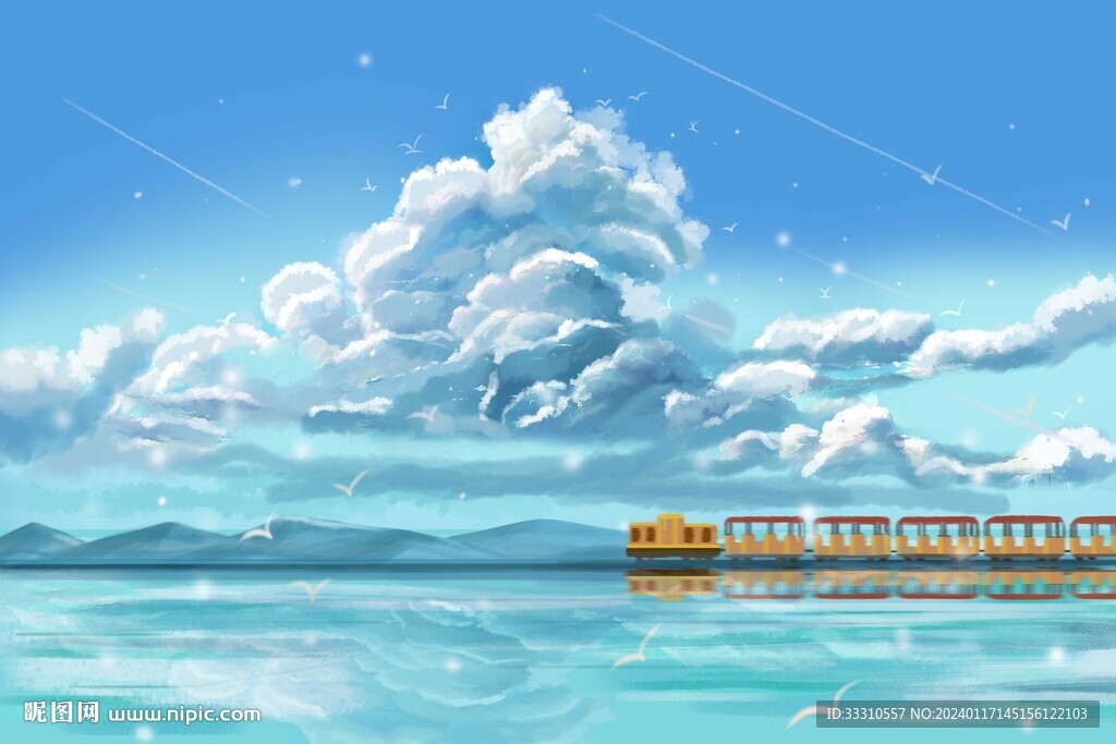 青海茶卡鹽湖插畫