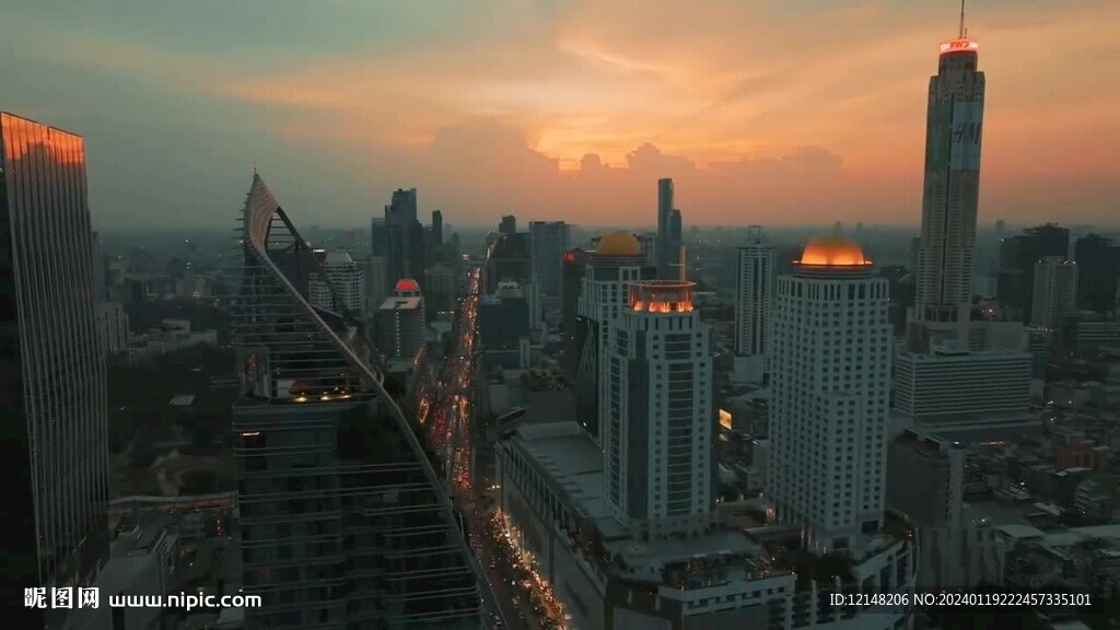 泰国曼谷城市日落旅游宣传视频