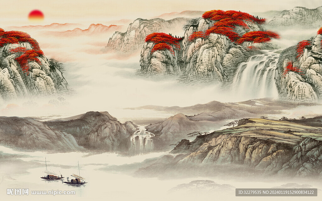 簡約 高雅高端山水 Tif分層