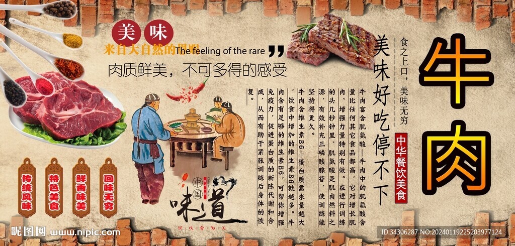 鮮牛肉背景墻