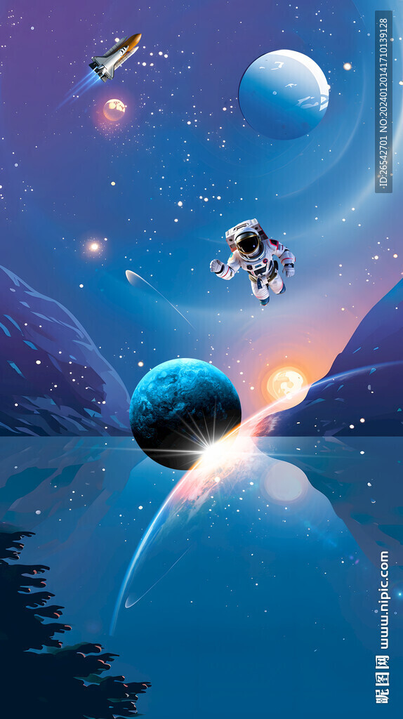 豎幅卡通星空