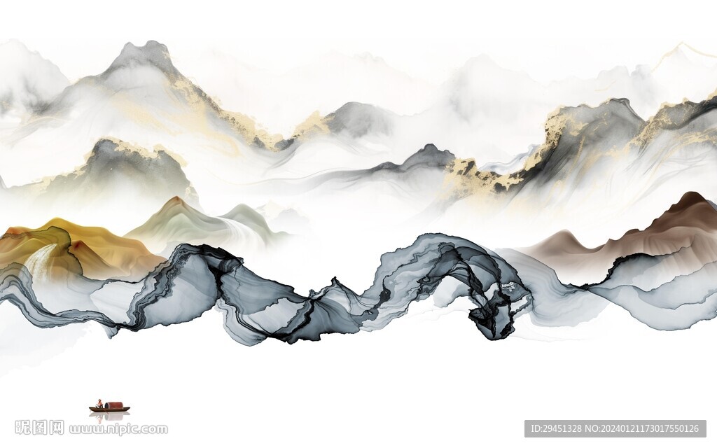 高清 極簡(jiǎn)客廳山水 Tif分層