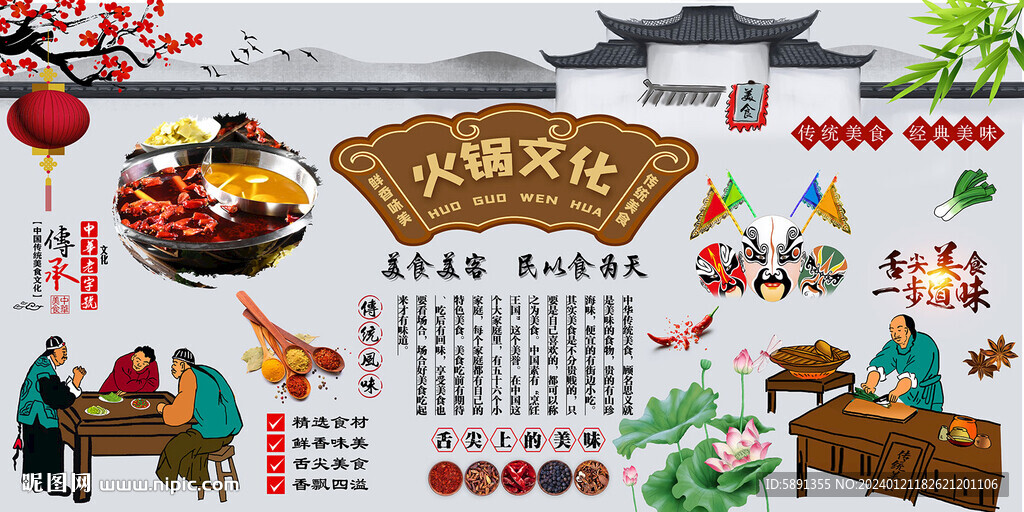 火鍋文化背景墻