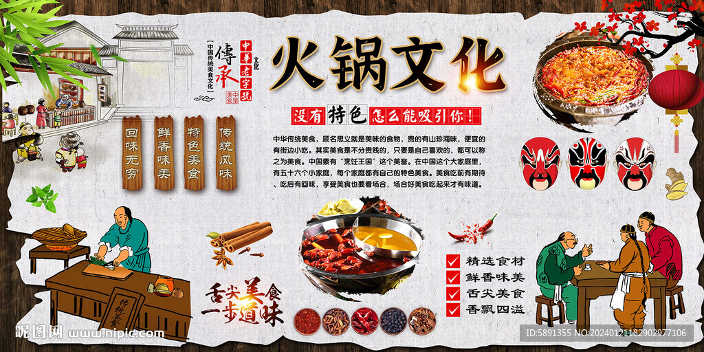 火鍋文化背景墻