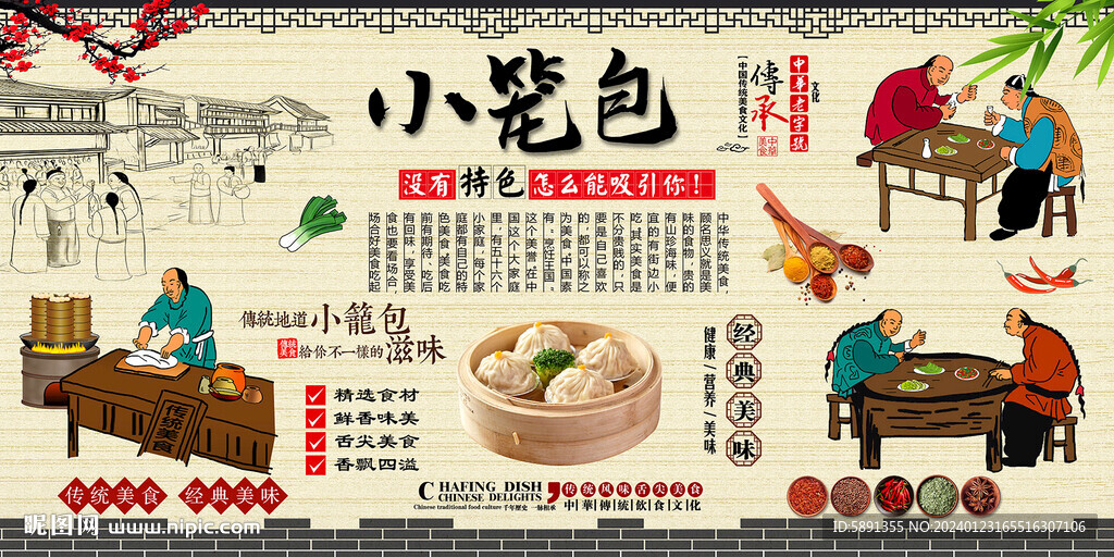 小籠包背景墻