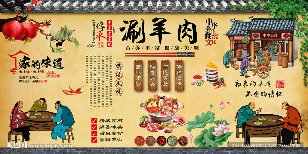 涮羊肉背景墻