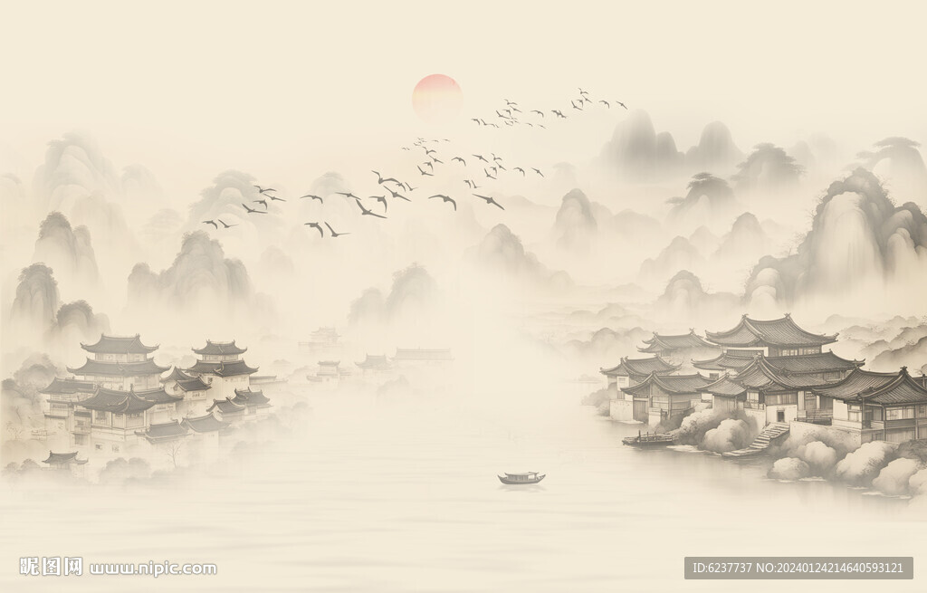 新中式禪意山水畫